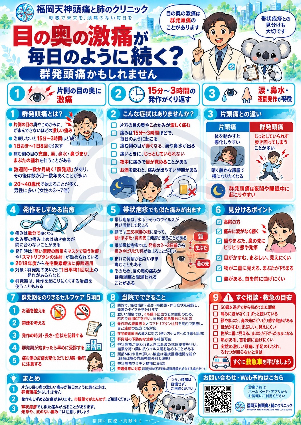 目の奥の激痛が毎日のように続く ― 群発頭痛かもしれません 記事のポイント図解
